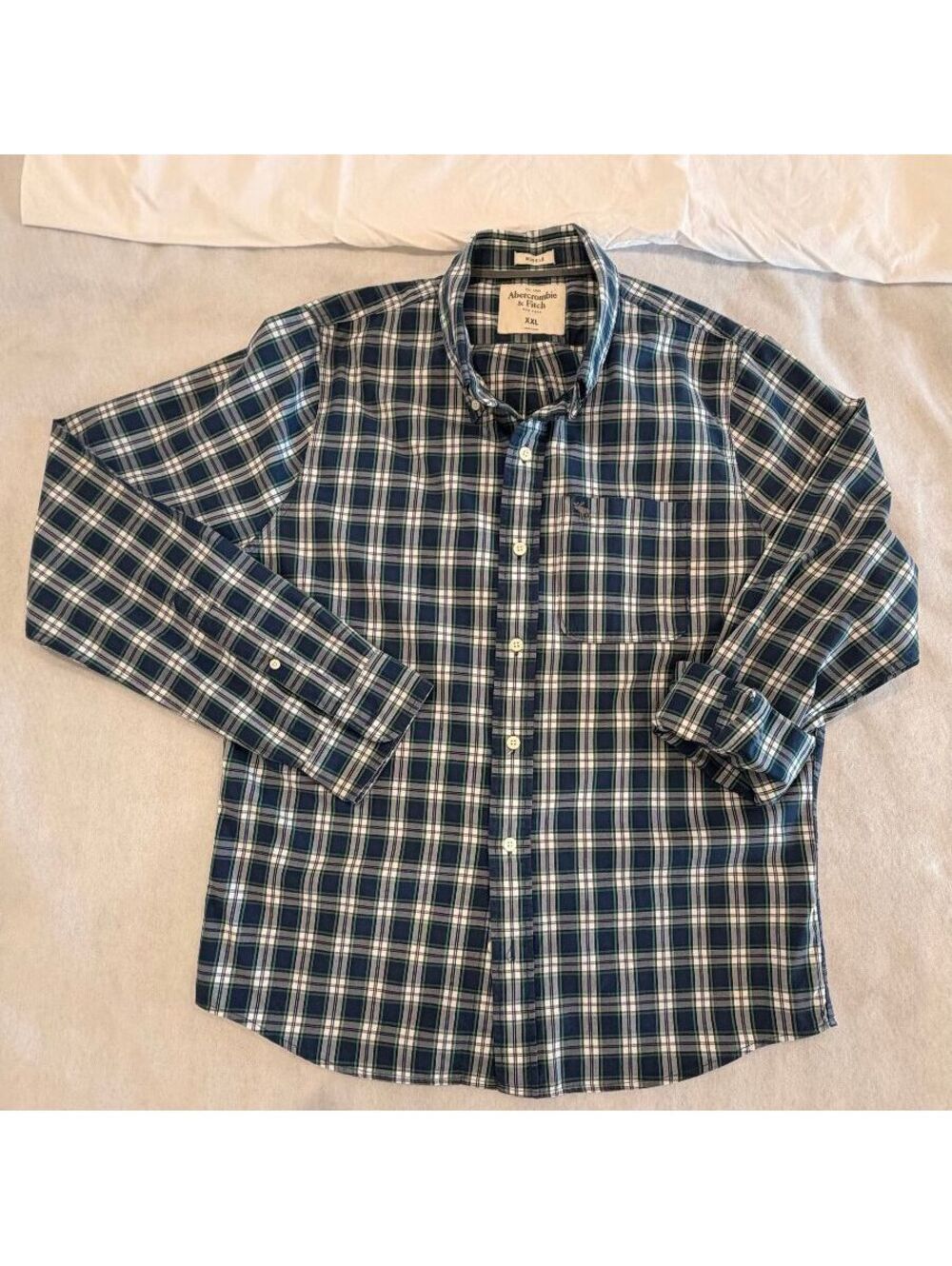 Abercrombie & Fitch Men's Button Down Navy & Green Plaid size XXL